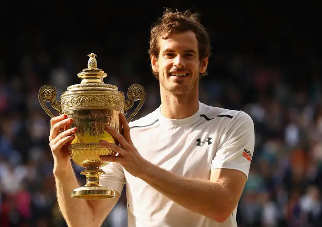Andy Murray with the Wimbledon trophy