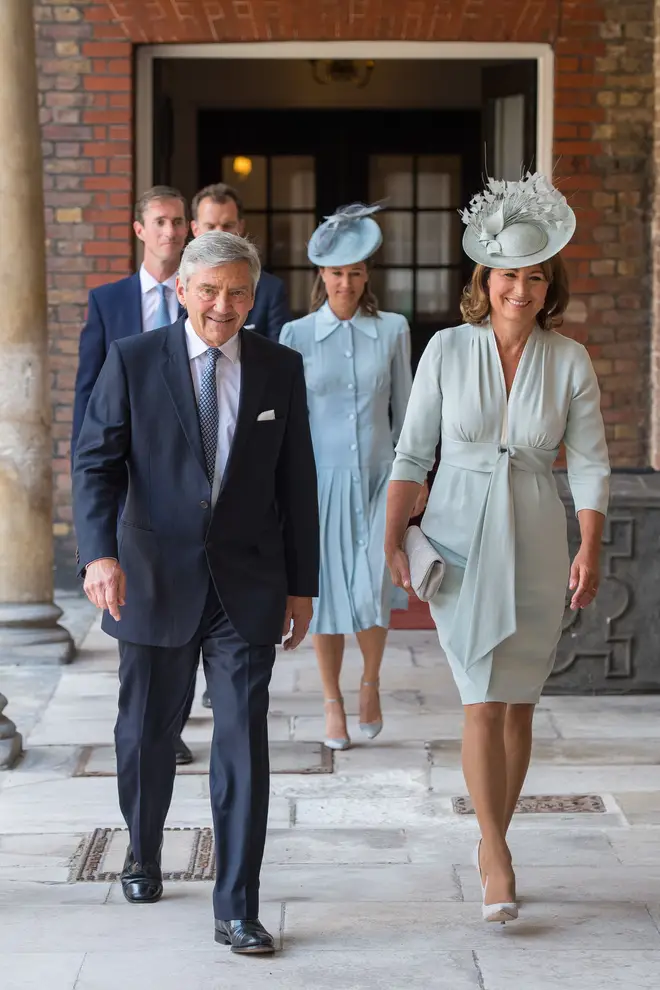 Michael and Carole Middleton arrive at the christening