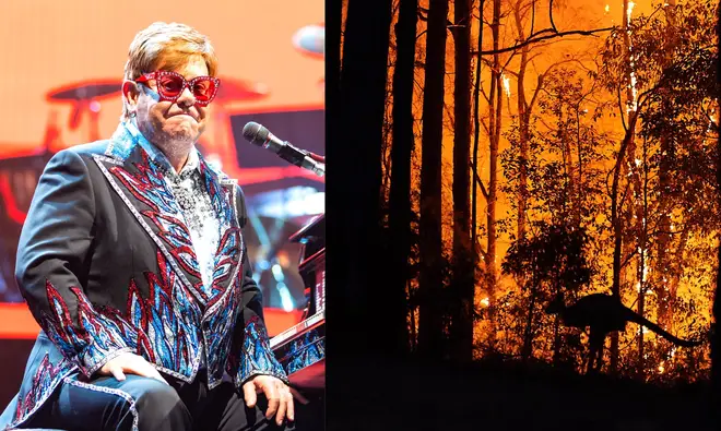 Elton John pledges $1 million to Australian bushfire relief at concert yesterday