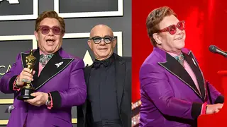 Elton John and Bernie Taupin at the Oscars