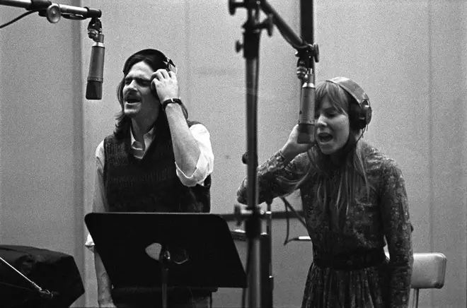 Joni and James recording vocals in 1971