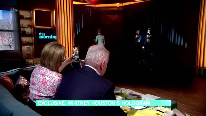 Ruth and Eamonn watch on as the Whitney Houston hologram performs on This Morning