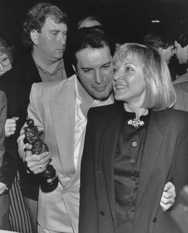 Freddie Mercury and Mary Austin at the Ivor Novello Awards on April 15, 1987