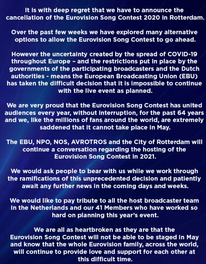 Eurovision's statement