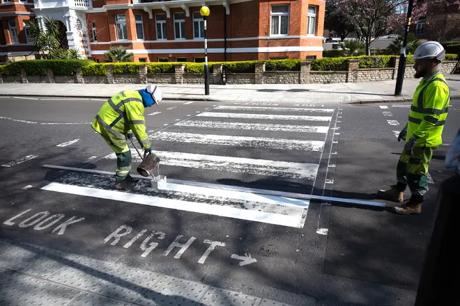 Abbey Road's iconic Beatles zebra crossing repainted during coronavirus pandemic