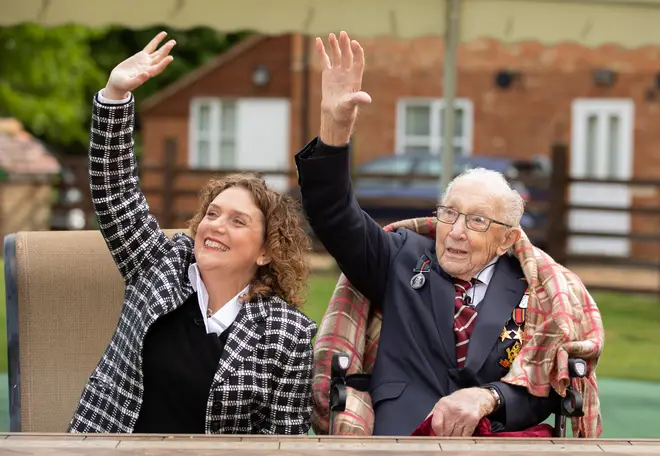 Colonel Tom Moore pictured with his daughter Hannah Ingram-Moore