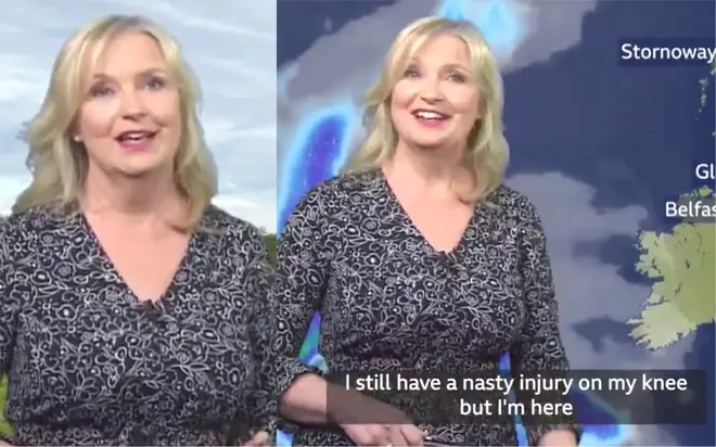 Carol Kirkwood was injured in a bike accident after the weather presenter was hit by a car