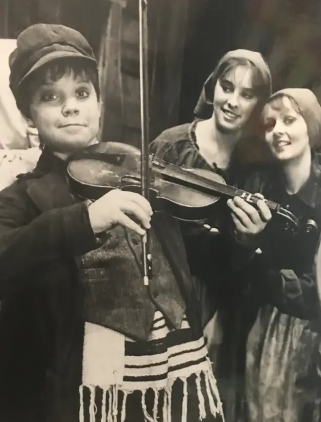 Robbie Williams pictured performing in Fiddler On The Roof as a teen