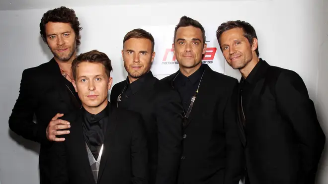 L-R Howard Donald, Mark Owen, Gary Barlow, Robbie Williams and Jason Orange pictures on May 11, 2011 three years before Jason left the band