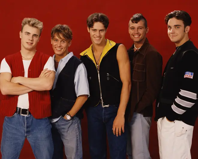 Gary Barlow, Mark Owen, Howard Donald, Jason Orange and  Robbie Williams pictured in 1991