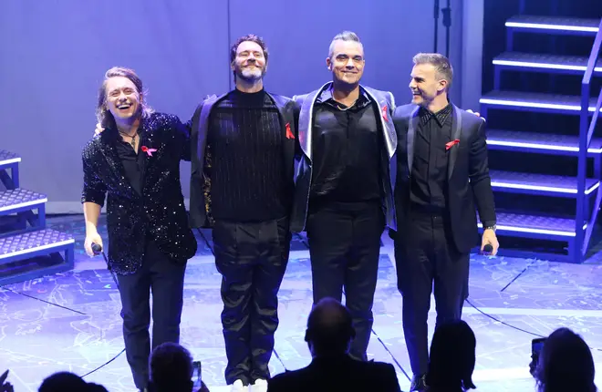 Mark Owen, Howard Donald, Robbie Williams and Gary Barlow pictured at their last performance together on December 4, 2018