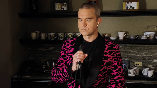Robbie Williams at home for the Meerkat Mucis lockdown gig