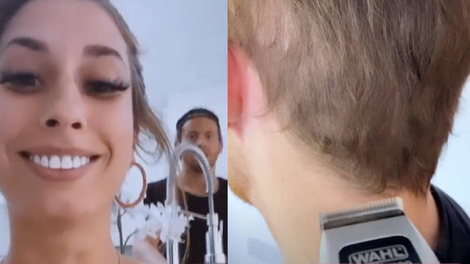 Stacey Solomon has disastrous attempt at cutting Joe Swash's lockdown hair - video
