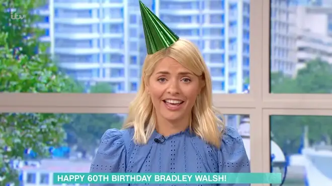 Holly Willoughby put on a party hat to celebrate Bradley Walsh's 60th birthday