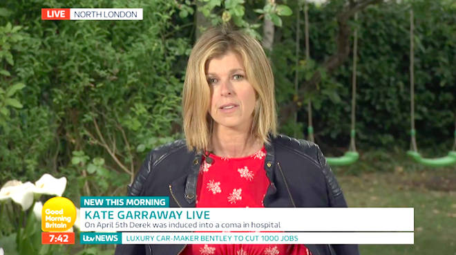 Kate Garraway gave an update about her husband Derek Draper live from her garden