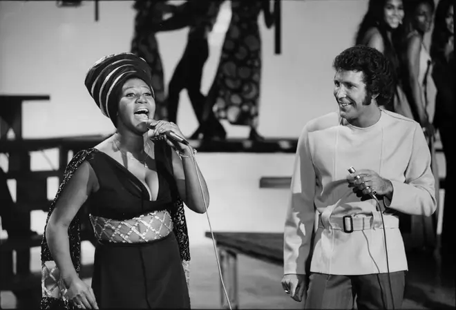 Aretha Franklin with Tom Jones on TV show "This is Tom Jones," October 9, 1970