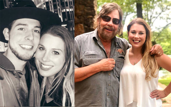 Katherine Williams-Dunning with her brother Sam Williams (left) and father Hank Williams Jr. (right)