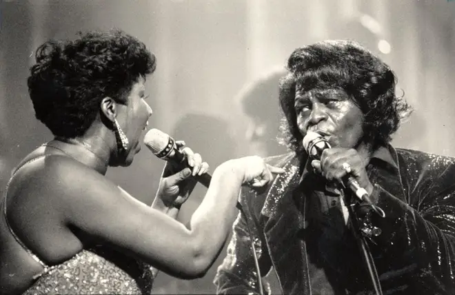 Aretha Franklin performing with James Brown