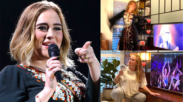 Adele sends fans into frenzy as she posts photos re-watching her Glastonbury performance