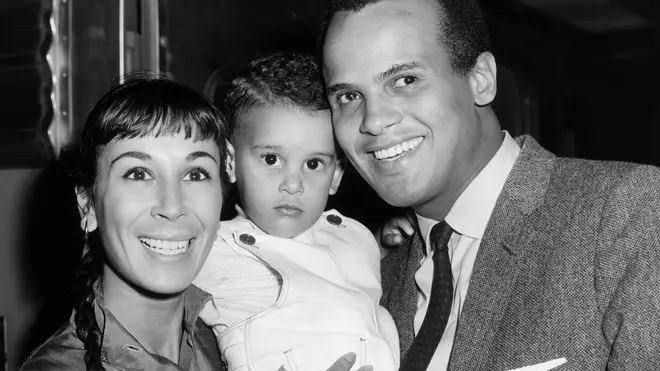 Harry Belafonte with second wife Julie Robinson and son David in 1959