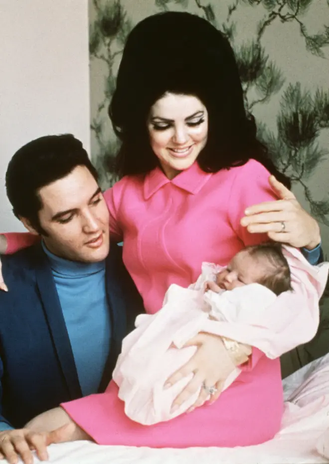 Elvis Presley with Wife and Newborn Daughter  Lisa Marie. Memphis, Tennessee, February 5, 1968.