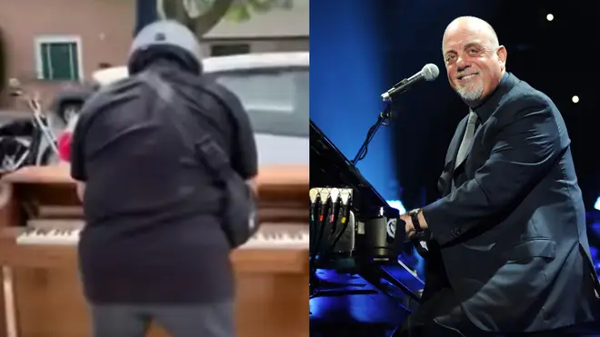 Billy Joel was spotted playing the discarded piano on a street in Long Island, New York
