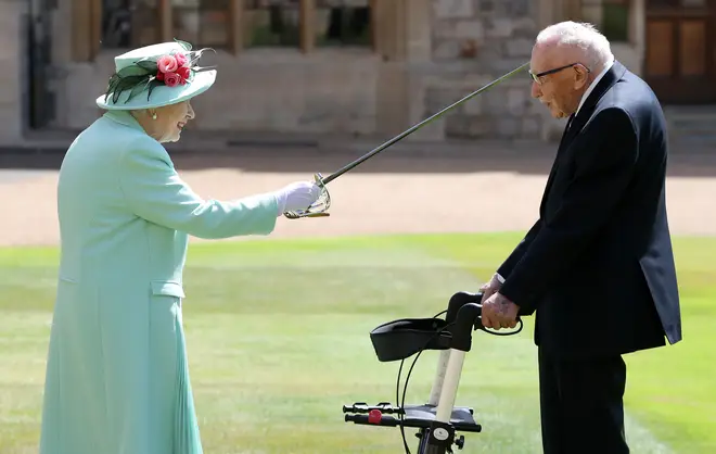 Captain Sir Tom Moore received his knighthood was the Queen today, July 17, 2020