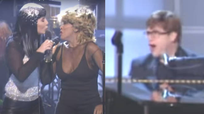 Cher, Tina Turner and Elton John performing 'Proud Mary' at the VH1 Divas '99 concert on April 13, 1999