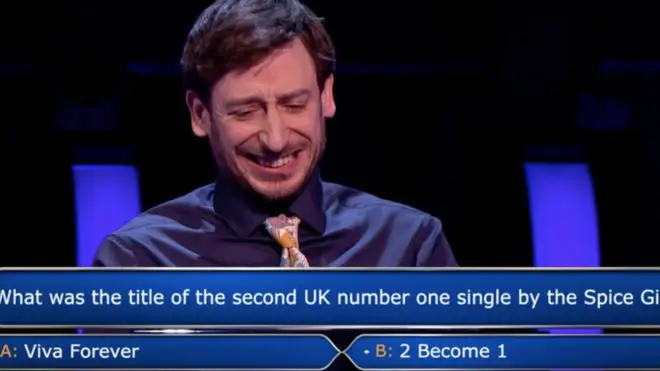 Paul Curievici was stumped by a Spice Girls question on Who Wants To Be A Millionaire worth £64,000