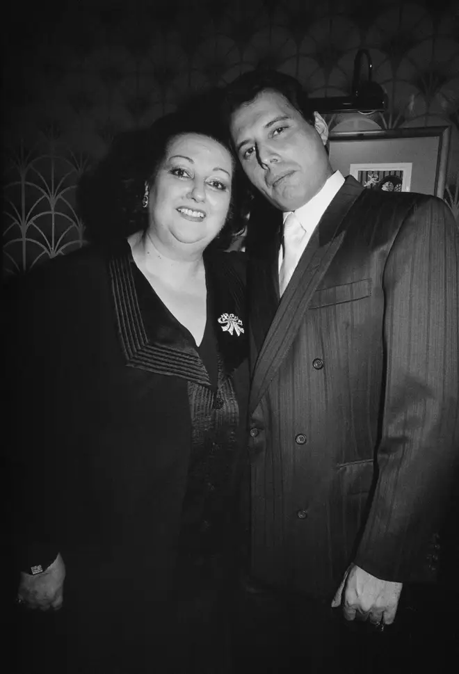Montserrat Caballe and Freddie Mercury became firm friends and released 'Barcelona' as a duet in 1987. Pictured in 1988.