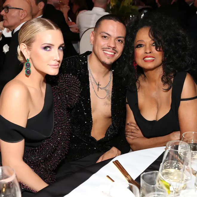 Diana Ross officiated the wedding of her son Evan Ross and his new bride Ashlee Simpson in 2014. Pictured (Right to Left): Ashlee Simpson, Evan Ross and Diana Ross