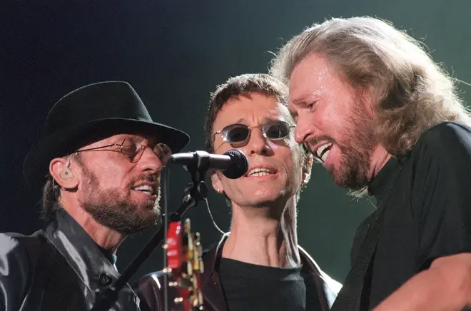 The Bee Gees perform during the "One Night Only" concert at Stadium Australia in Sydney, Australia, 1999.