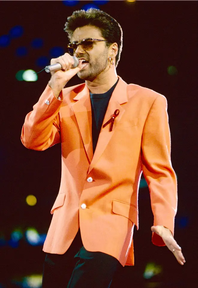 George Michael performs on stage during The Concert for Life - The Freddie Mercury Tribute on April 20, 1992 at Wembley Stadium in London, England
