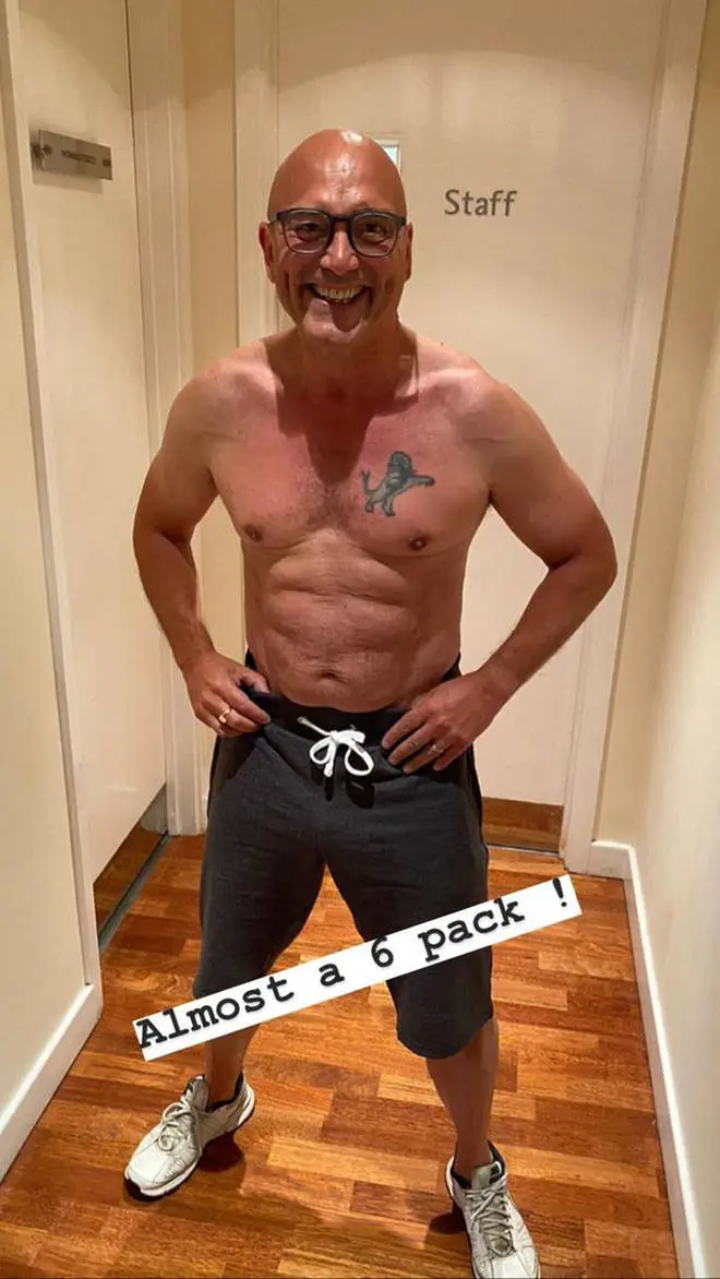 Gregg Wallace shows off his "almost six pack" on social media