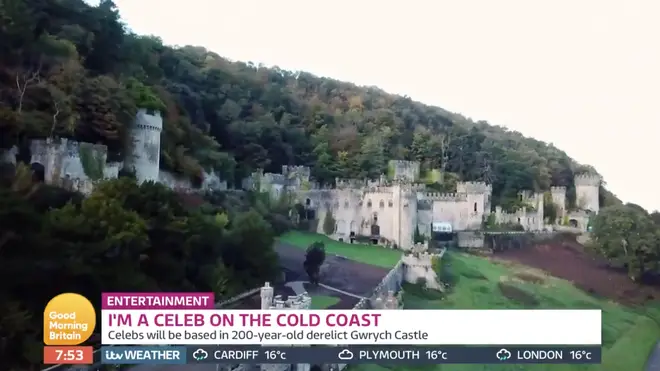 Gwrych Castle Estate is seen from the air in the video shot by Good Morning Britain