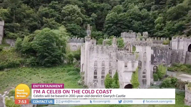 Close-ups of the remote Welsh castle show it's eighteen towers and sprawling ruins