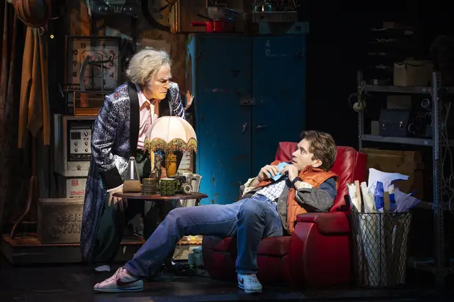Roger Bart as Doc Brown and Olly Dobson as Marty McFly in Back to the Future The Musical