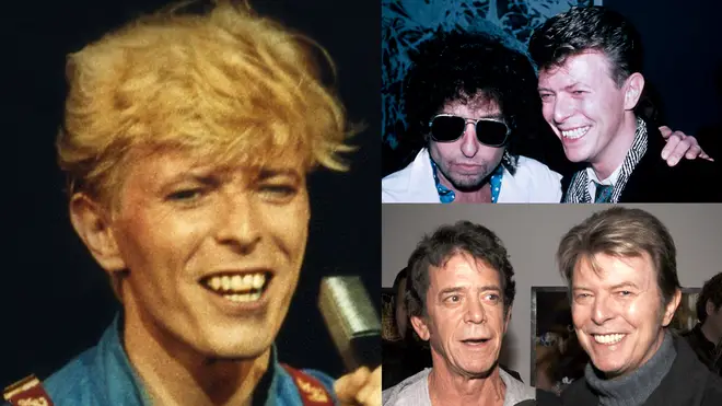 The clip from August 18, 1985 hears the Starman singer impersonating Bruce Springsteen, Tom Waites, Neil Young, Bob Dylan and his good friends Iggy Pop and Lou Reed at the London recording session.