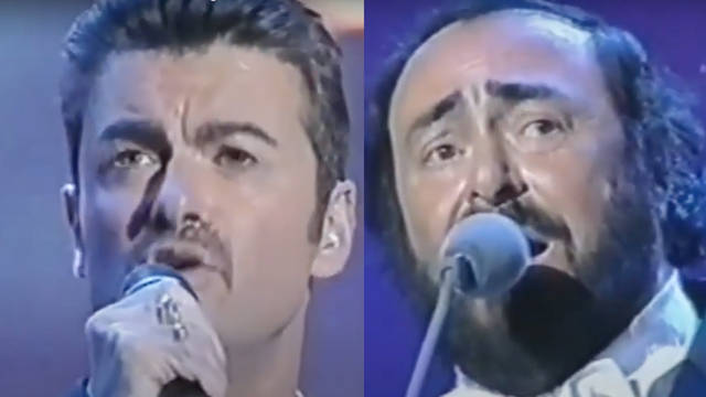 Joining Pavarotti on stage, George Michael was in the city of Modena, Italy to help raise money for charities close to the opera star's heart.
