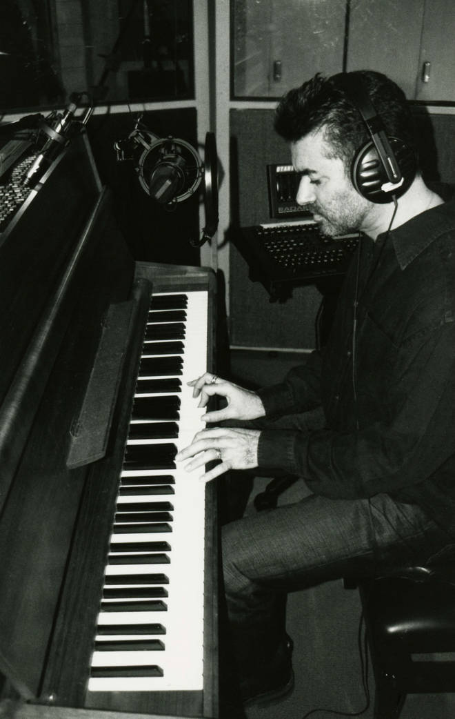 George Michael on John Lennon's piano