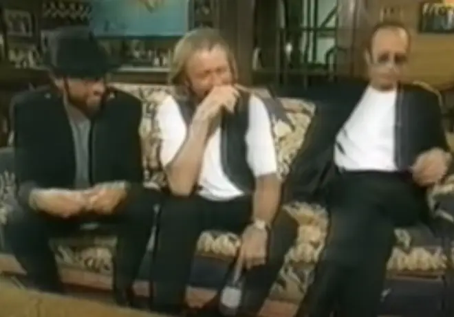 The sweet moment between the three brothers begins at seven minutes into the video when interviewer asked the trio about any possible future collaborations and the Bee Gees reveal they are going to team up with Michael Jackson.