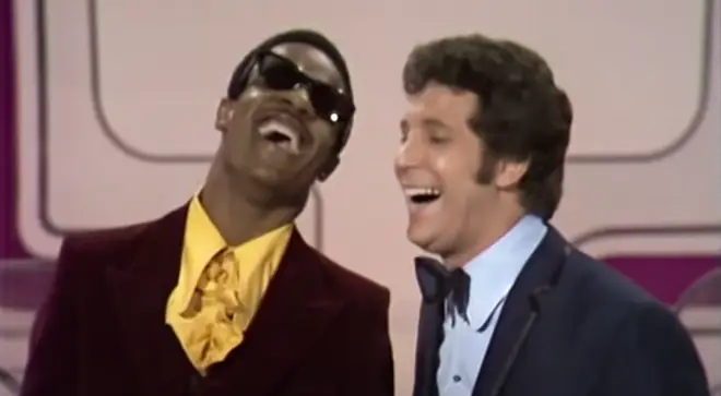 Stevie Wonder and Tom Jones sing a medley of their hits in 1969