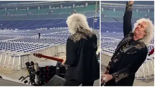 Brian May's guitar solo took place during Queen's soundcheck before the band took the stage at Japan's Nagoya Dome stadium on 20 January, 2020.