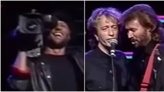 The Bee Gees were performing in Melbourne in 1989 when the trio started singing a stunning medley of seven of their greatest hits.