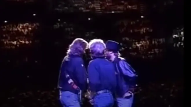 The Bee Gees were on their One For All tour of Australia when they performed the stripped back medley live, showcasing the pitch of their natural singing voices.