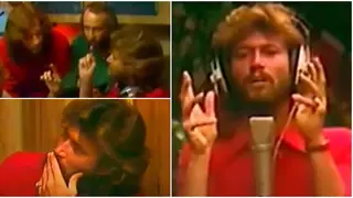 The Bee Gees were composing and recording 'Tragedy' at Critera Studios, Miami in 1978 when the rare footage was recorded.