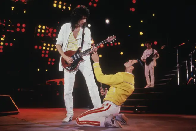 Angelina's audition comes hot on the heels over other young performers who have wowed with Queen songs on TV talent shows in 2020. Pictured, Freddie Mercury and Brian May of Queen at Wembley Stadium in 1986.