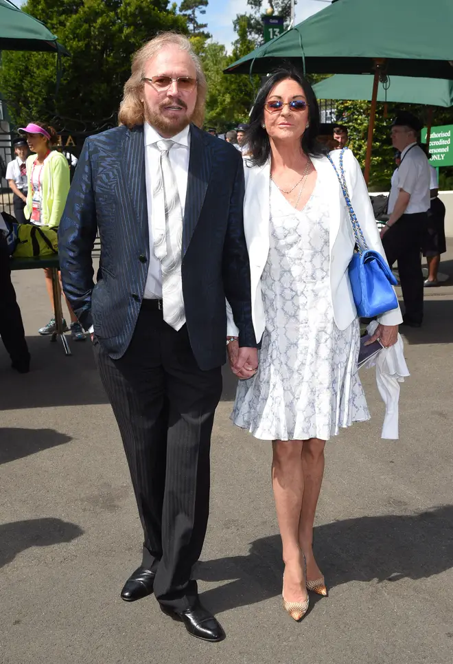 Barry Gibb and wife Linda attend day ten of the Wimbledon Tennis Championships at Wimbledon on June 27, 2016