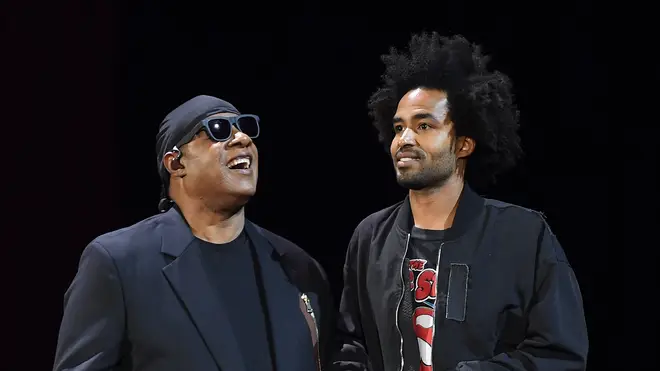 SStevie Wonder with son Kwame in 2017