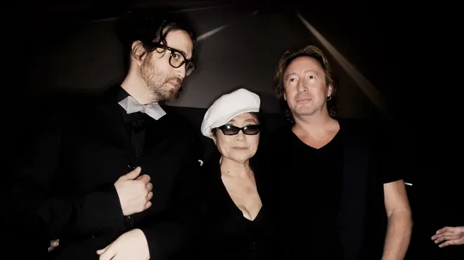 Sean (left), Yoko Ono and Julian (right)